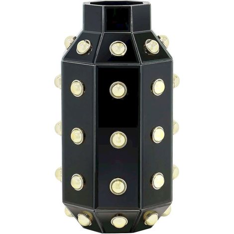 Vase Justa Noir élégant - Noir profond avec détails dorés (1/2)