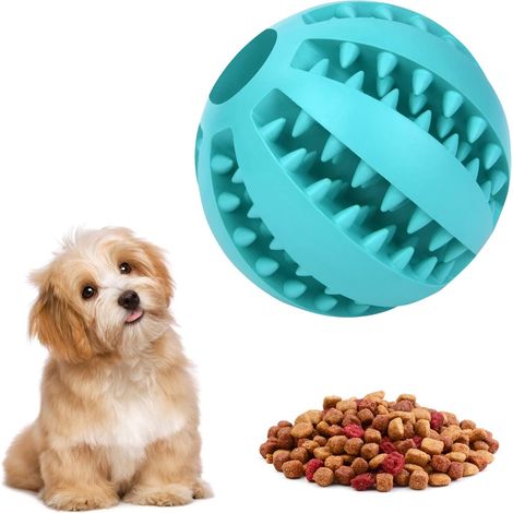 Juguete interactivo para perros: pelota masticable de goma indestructible para limpiar los dientes y entrenar el coeficiente intelectual.