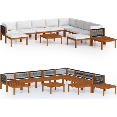 Maison Exclusive - 12-tlg. Garten-Lounge-Set mit Kissen Cremefarb