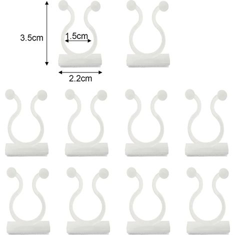 (50 pièces, blanc - M) Clips de support invisibles pour plantes grimpantes, orchidées, tomates, etc. - Fixation murale autocollante en plastique. (1/4)