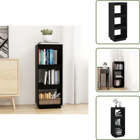 The Living Store Estantería/divisor de espacios madera pino negro 40x35x103 cm - Estantería de madera