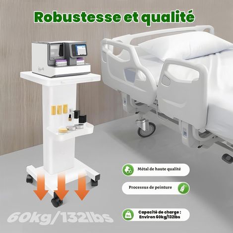 Chariot de Salon de Beauté Mobile - Support pour Instruments de Beauté - Outil pour Accessoires de Spa - Service Multifonction à Roulettes - Blanc (1/5)