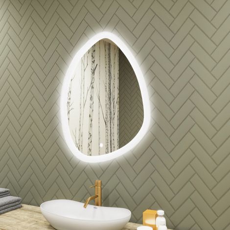 Espejo de baño LED Artforma, 64x94, Interruptor táctil, LED Dual, Espejo Irregular (1/4)