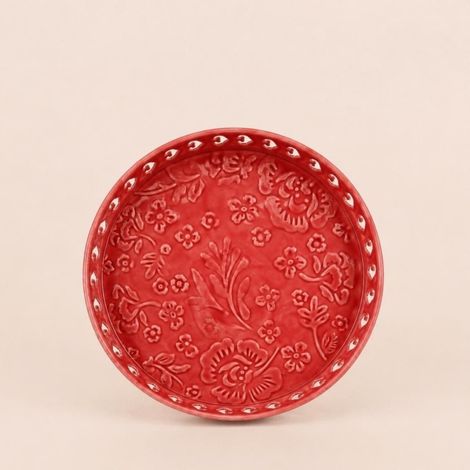Plateau en métal avec motifs en relief rose 31cm (1/5)