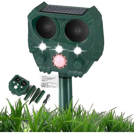Répulsif à renards pour jardin, répulsif pour animaux solaire et étanche, pour jardin et ferme d'extérieur, efficace contre les chats, les chiens, les renards, les oiseaux et les mouffettes. (1/4)