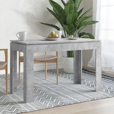 Esstisch 120x60 cm Betongrau MDF mit Stahlfuß, minimalistisch (1/5)