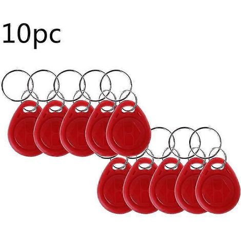 Lot de 10 porte-clés universels T5577, étiquettes RFID réinscriptibles 125 kHz, rouges (1/5)