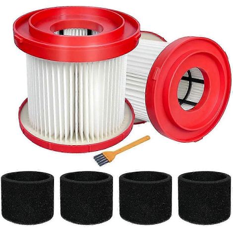 Lot de 2 filtres HEPA 49-90-1900 pour aspirateur sans fil Milwaukee M18 (références 0780-20 et 0880-20), avec 4 manchons en mousse. (1/5)