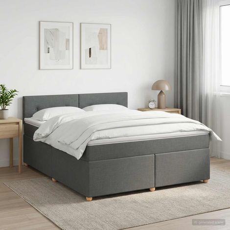Cama box spring con colchón Gris oscuro 140 x 200 cm Tela (1/5)