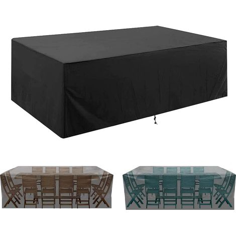 Housse de protection pour meubles de jardin, tissu Oxford 210D, housse de protection pour meubles d'extérieur, coupe-vent, anti-UV, housse de table de jardin (270 x 180 x 89 cm) (1/5)