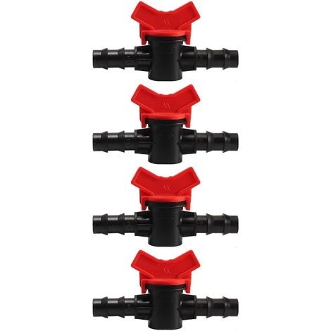 4er-Pack Kugelventile, 12 mm, mit Schlauchanschluss, POM, für Tropfbewässerung (1/5)