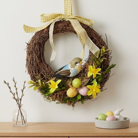 Springtime Hanging Bird Easter Wreath (1/2)