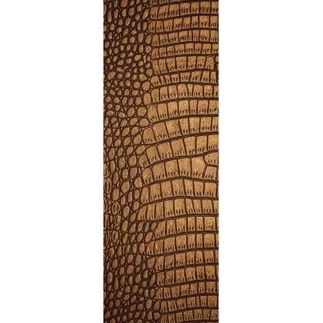 Papier peint panoramique marron doré crocodile | Tapisserie panoramique moderne peau de crocodile | Papier peint panoramique animaux 3D salon - 280 x 100 cm (1 pièce) (1/2)