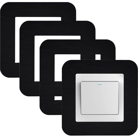 Lot de 4 plaques de protection pour interrupteur - cache interrupteur mural, stickers interrupteur, cache interrupteur mural, pour Interrupteur Décoration (Noir) (1/5)