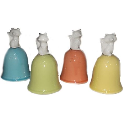 Campanelle con volpe di pasqua decorazioni pasquali arredo casa vetrine negozio idea regalo set da 4 in ceramica 9cm (1/5)