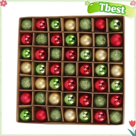 HURRISE Mini boules de Noël Mini Boule de Sapin de Noël, 49 Pièces Décoratives Incassables Mini Boule linge fete Rouge Vert Or (1/5)
