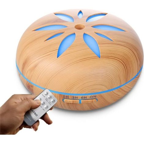 SABIR Diffuseur d'huiles essentielles 550 ML,diffuseur d'arôme humidificateur à ultrasons + lumière LED 7 Couleurs, télécommande, pour la Maison, Yoga,Spa (1/4)