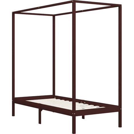 Maison Exclusive - Himmelbett-Gestell Dunkelbraun Massivholz Kief (1/5)