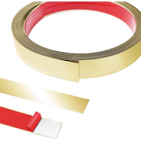 5 m X 2 cm Moulure Murale en Acier Inoxydable, Moulure Adhesive, Bandes DéCoratives, Effet Miroir, Pour Toilettes, Bord De Carrelage, Murs, Plinthes, Sol-Doré (1/5)