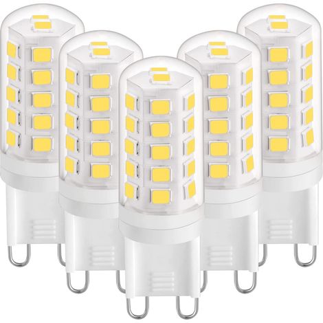 G9-LED-Leuchtmittel, 3 W, natürliches Weiß 4000 K, G9-LED-Leuchtmittel, 420 lm, entspricht 28 W 40 W Halogenbirne, G9 LED-Maisbirnen für Schreibtischlampen, Anti-Flimmern, AC 220–240 V, 5 Stück [Energ (1/5)