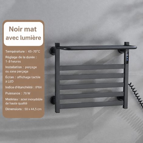 Sèche-serviettes électrique 5 barres modèle standard noir sans perçage norme européenne 220V 57 × 49 × 12 cm 3,25 kg – Livraison gratuite (1/4)