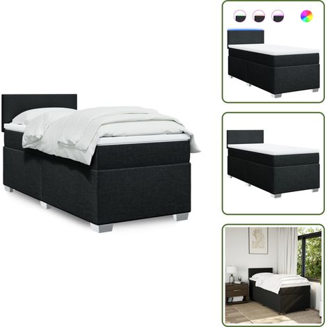The Living Store Boxspringbett mit Matratze Schwarz 90x190 cm Stoff - Boxspringbett - Doppelbett - Schlafsystem - Bettenrahmen - Kopfteil