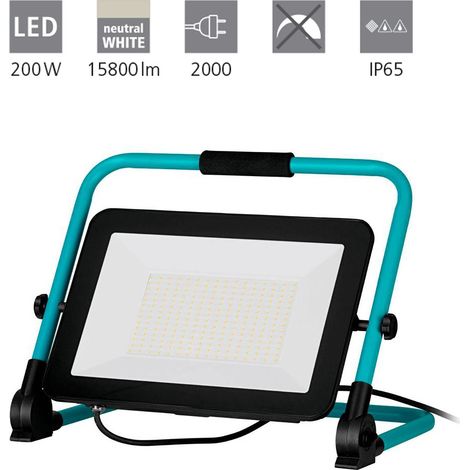 LAMPS LED Lampes / projecteurs en aluminium, noir, turquoise 200W L: 36cm B: 22cm H: 38cm 4000K IP65 avec câble + fiche (1/4)