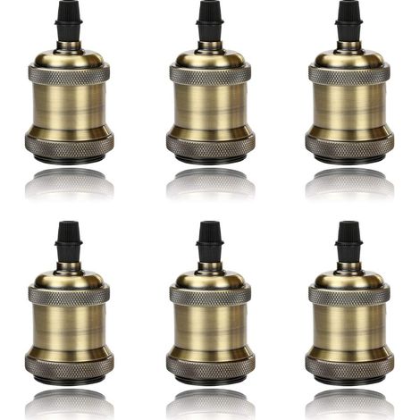 LED Lighting 6 Pack E27 Vintage Ampoule solide céramique douille Support de lampe Rétro Edison Vis Ampoule adaptateur Socket, Bronze-Fei Yu (1/5)