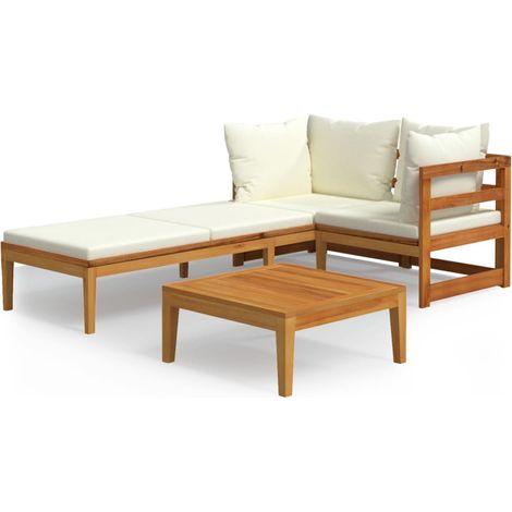 Maison Exclusive - Set Divani Giardino 3 pz Cuscini Bianco Crema in Legno d'Acacia