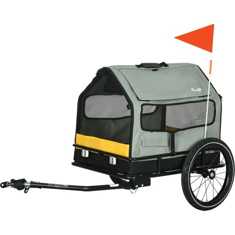 Remolque Para Perros Casa Para Mascotas Y Remolque De Carga 3 En 1, Remolque Para Bicicletas Para Perros Con Reflectores Para Perros Pequeños De Hasta 10 Kg, Oxford, Gris
