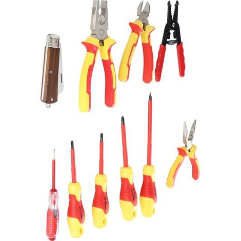 Juego de herramientas aisladas para electricista de 10 piezas con destornillador Phillips de cabeza plana. (1/5)