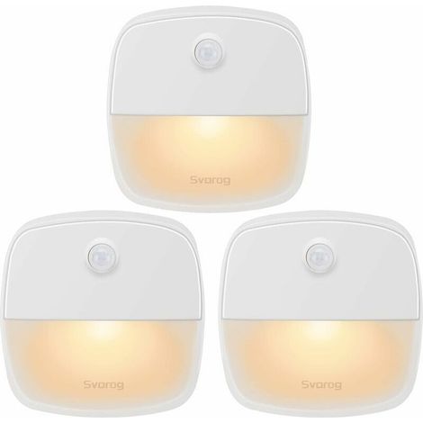 Lampe de détection des mouvements intérieurs, lampe de détection des mouvements alimentée par batterie, Chambre, lampe de nuit automatique LED pour la sécurité (lumière chaude)3PCS