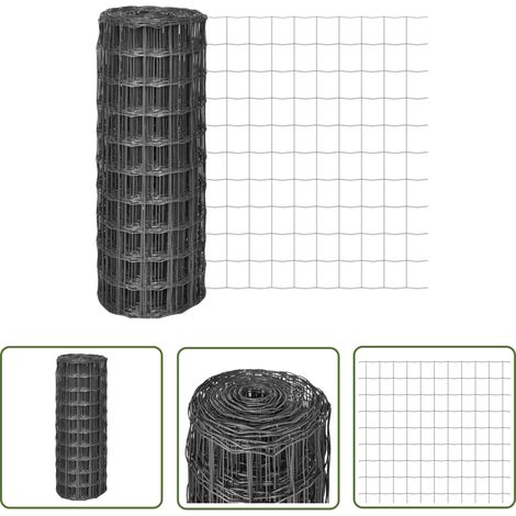 The Living Store Eurozaun Stahl 10 x 1 m Grau - Eurozaun - Metallzaun - Gartenzaun - Stabile Einfriedung - Drahtzaun (1/4)
