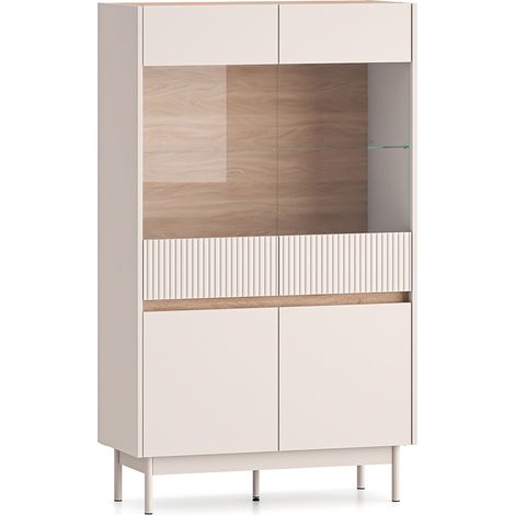 Credenza 4 ante Connie cashmere e marrone 155,8cm