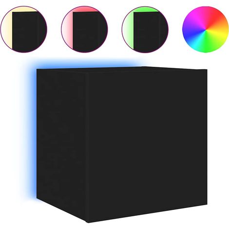 Mobile TV Armadietto TV Mobile Porta TV a Parete con Luci LED Nero 40,5x35x40 cm (1/4)