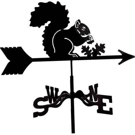 Girouette en Métal, Figurines pour Jardin, Girouette De Jardin, Outil De Mesure Professionnel, Girouette Con Support pour Extérieur, Ferme, Cour, Jardin, Tonnelle- écureuil