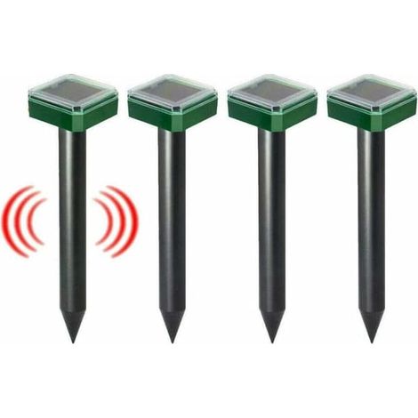 Lot de 4 répulsifs solaires pour taupes et campagnols, lutte antiparasitaire, étanches, répulsifs pour animaux à énergie solaire (1/4)