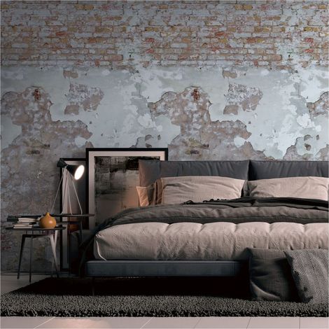 Photo wallpaper Profhome 392341 hot embossed non-woven wallpaper smooth brick look matt grey beige red cream 1.59 m x 2.8 m (1/4)