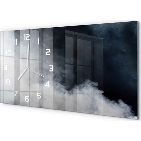 Horloge Murale Salle à Manger 60x30 cm Verre Trempé Design Contemporain Fumée blanche (1/5)