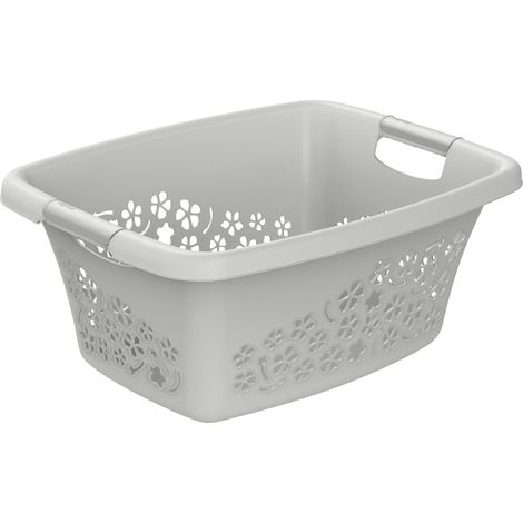 Rotho Wäschekorb Flowers 25 l kühles grau Wäschekörbe (1/3)