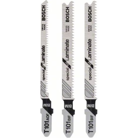 BOSCH Juego de hojas de sierra para sierras oscilantes, 3 piezas T 101 BIF (2x) T 101 AOF 2608636429 (1/4)