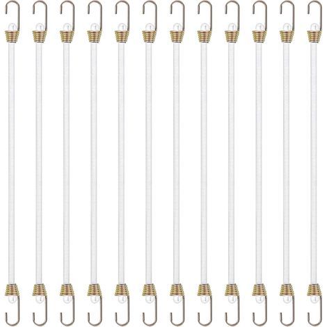Lot de 20 tendeurs en caoutchouc blanc - 26 cm - Pour camping, bagages, voiture, chargements, camping-cars, activités de plein air (1/5)