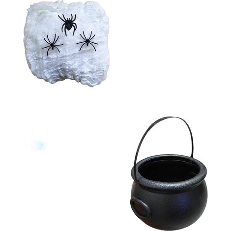 Chaudron Sorcière LED Changeant de Couleur pour Décoration Halloween DIY Citrouille LED Chaude à Couleur Changeante, Kit DIY Sorcière avec et Araignées, Décoration Effrayante (1/5)