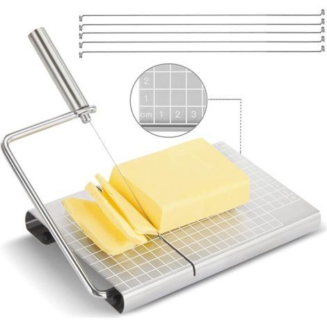 Coupe-Fromage-Fil, Coupe-Fromage en Acier Inoxydable avec 6 Fils de Remplacement, Coupe-Beurre, Cheese-Cutter, Cheese-Slicer, Trancheuse à Fromage MétalliqueEscalader