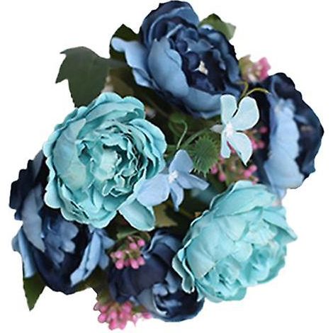 Bouquet de roses artificielles 3D qui ne se fanent pas, pivoines artificielles à faire soi-même pour la maisonbleu (1/5)