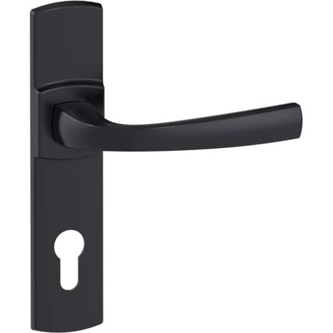 Ensemble de poignée Muze sur plaque - BEZAULT - Onyx noir mat - Plaque 185 x 41 mm - entraxe de fixation 165 mm - Clé I