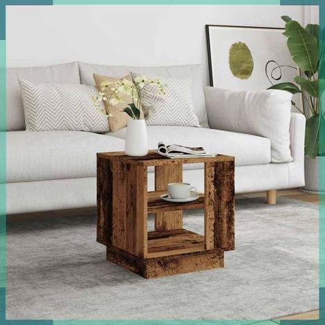 856804 Table basse vieux bois 40x40x43 cm bois d'ingénierie (1/5)