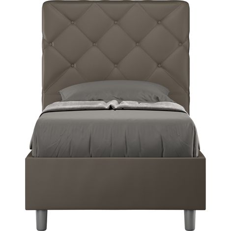 Letto Singolo 80x200 cm con Rete e Contenitore Priya Cappuccino (1/5)