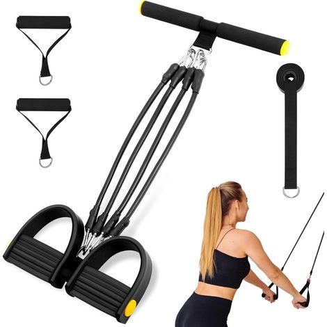 Widerstandsband aus Naturlatex mit 3 Löchern, verstellbarer Brustexpander, Widerstandsband mit Griffen, für Muskeltrainer und Kraftsportler (1/5)