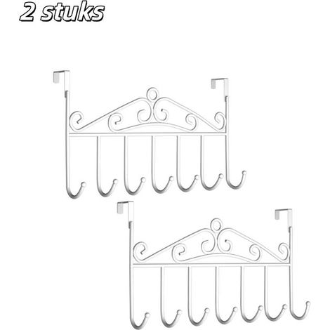 Lot de 2 - Porte-manteau - Crochets de porte - Fixation sans Embouts - Crochets de porte de salle de bain - Convient pour ranger les vêtements dans la chambre, la salle de bain, la cuisine et le salon (1/5)